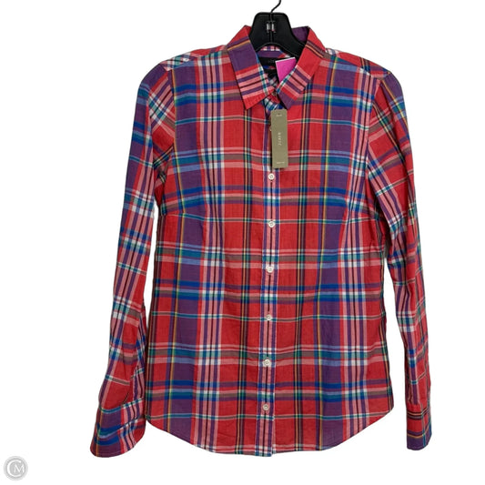 Top Long Sleeve By J. Crew In Plaid Pattern, Size: Xs