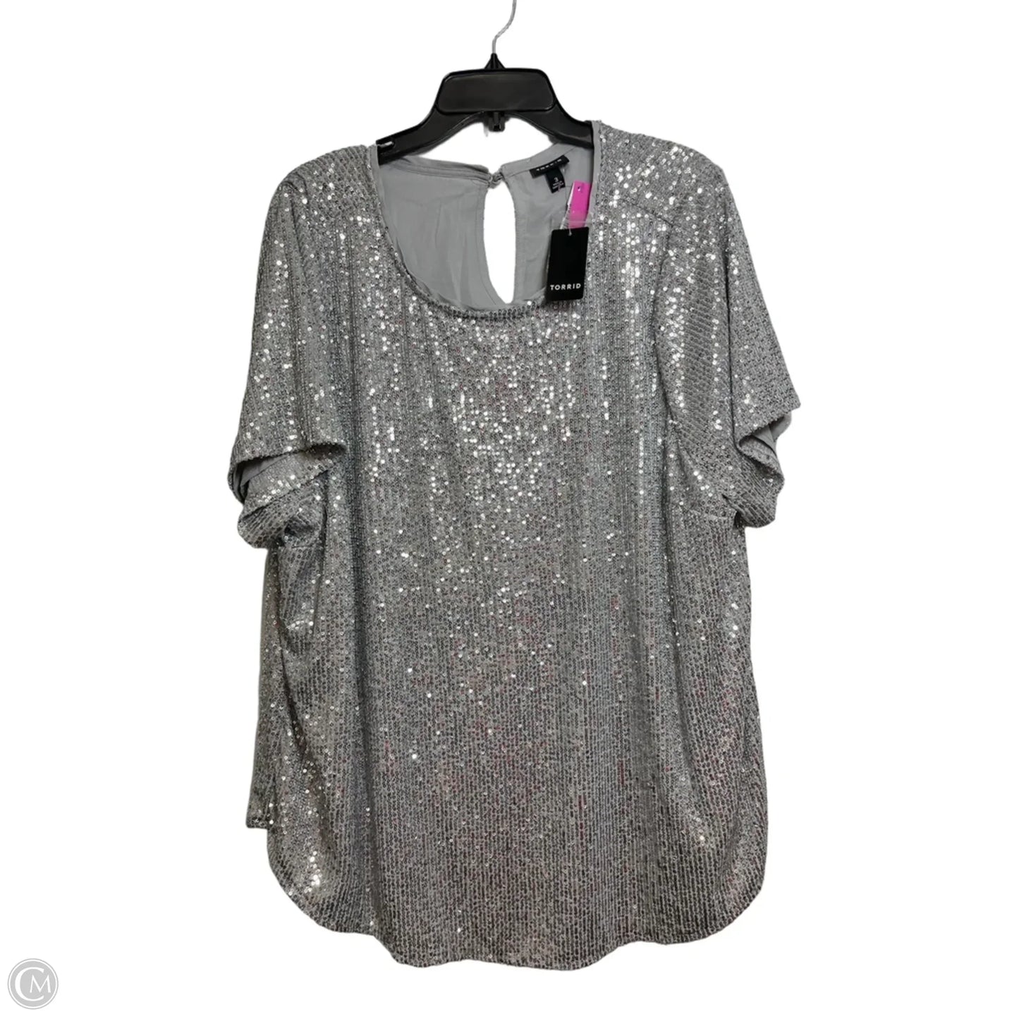 Top Short Sleeve By Torrid In Silver, Size: 3x