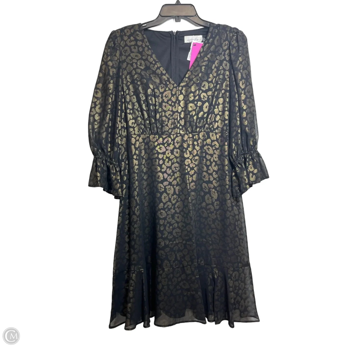 Dress Casual Midi By Clothes Mentor In Black & Gold, Size: 8