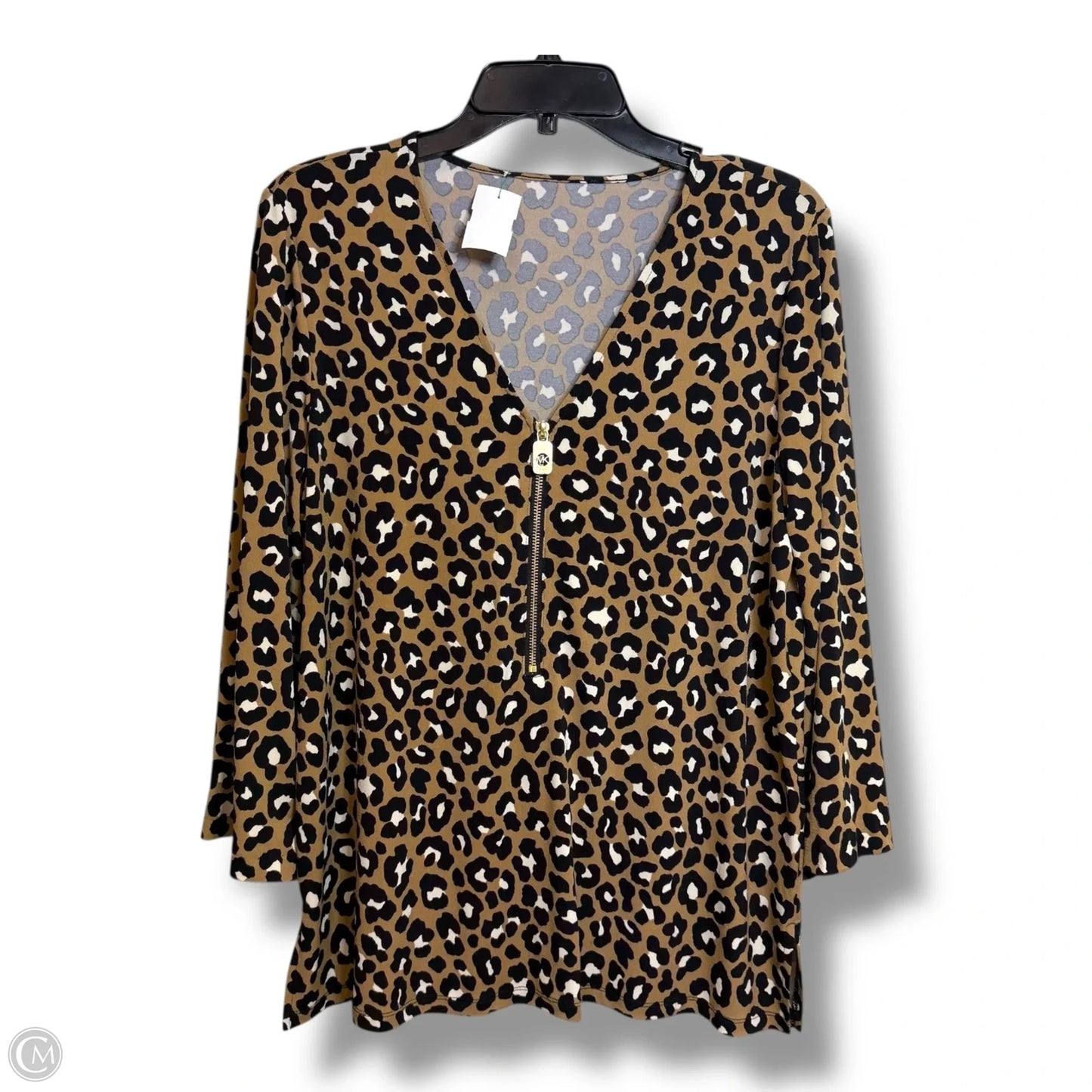 Top Long Sleeve By Michael By Michael Kors In Animal Print, Size: L