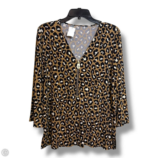 Top Long Sleeve By Michael By Michael Kors In Animal Print, Size: L