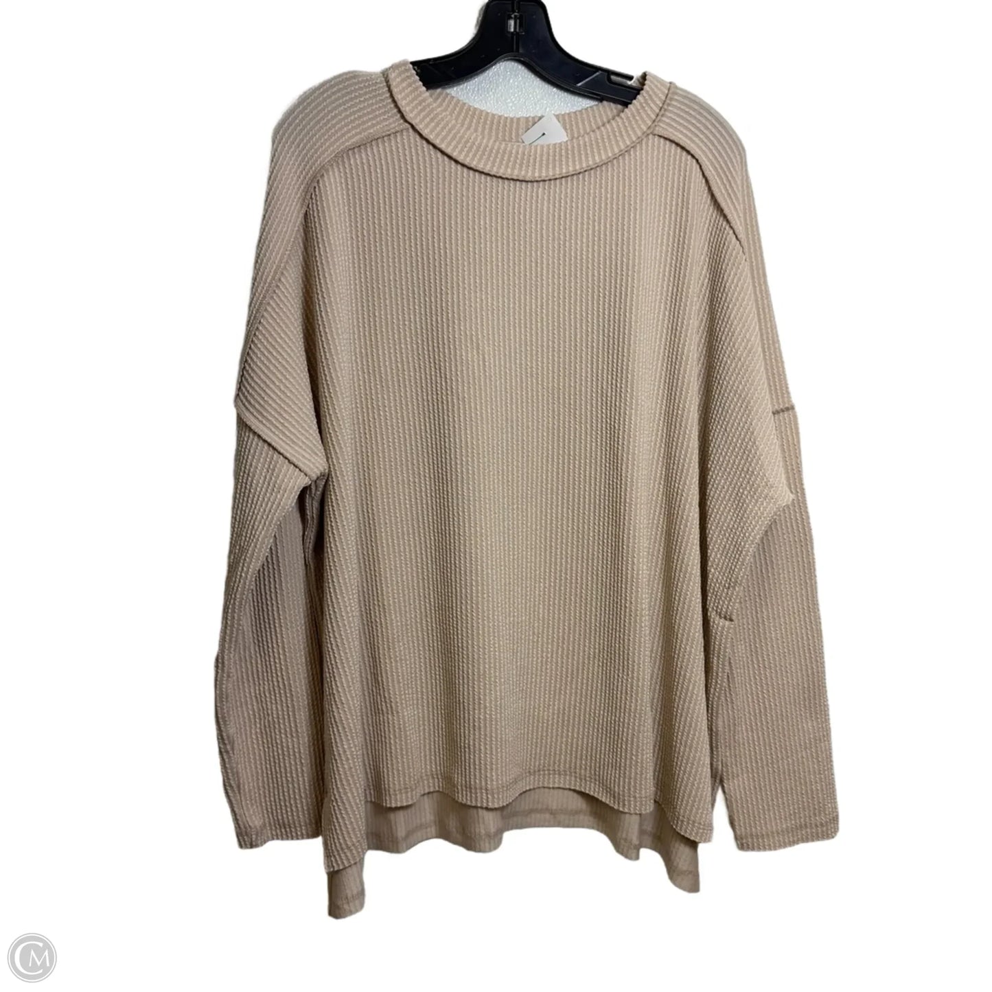 Top Long Sleeve By Zenana In Beige, Size: 2x