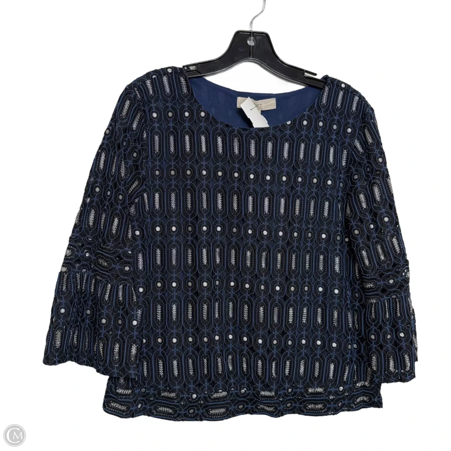 Top Long Sleeve By Loft In Blue & White, Size: S