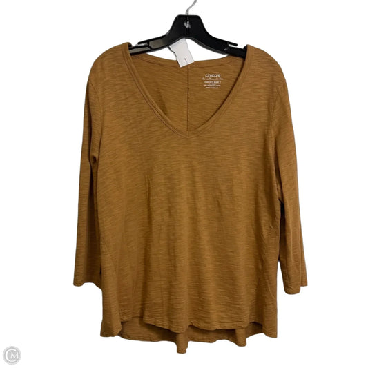 Top 3/4 Sleeve Basic By Chicos In Brown, Size: L