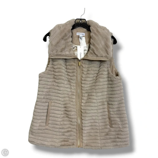 Vest Faux Fur & Sherpa By Calvin Klein In Taupe, Size: L