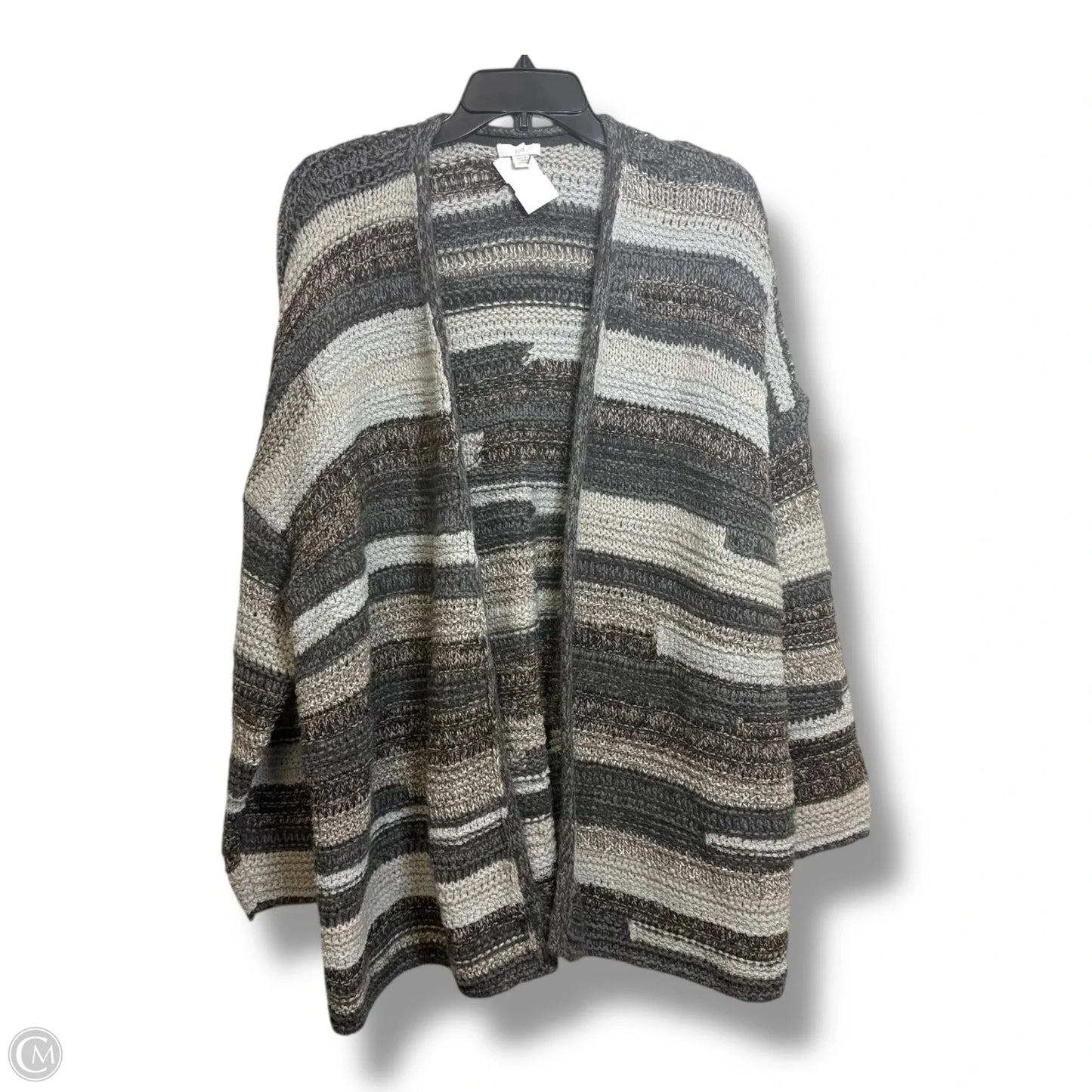 Sweater Cardigan By J. Jill In Striped Pattern, Size: 2x