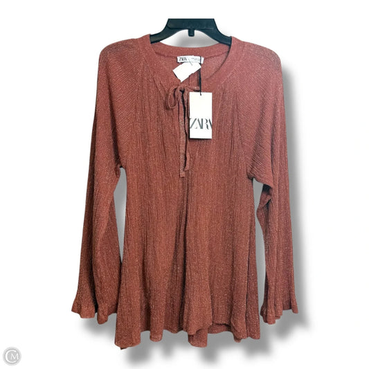 Top Long Sleeve By Zara In Orange, Size: M