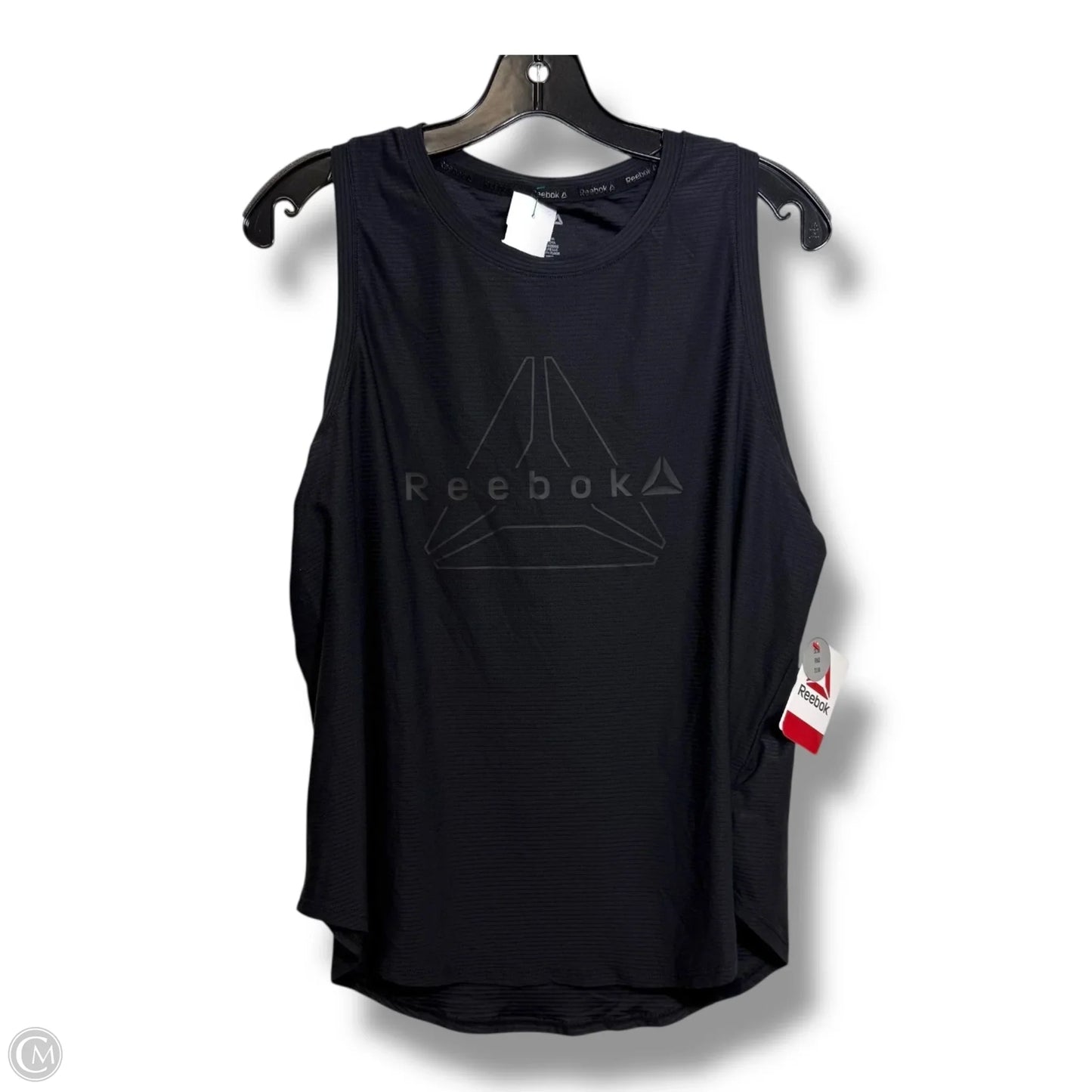 Athletic Top Short Sleeve By Reebok In Black, Size: L
