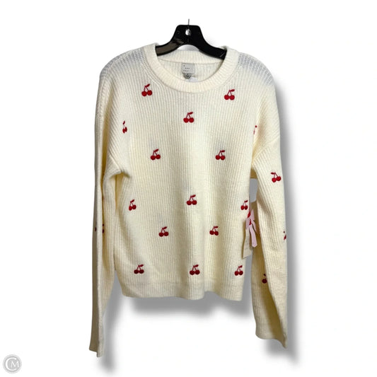 Cherries Sweater By A New Day In Red & White, Size: S