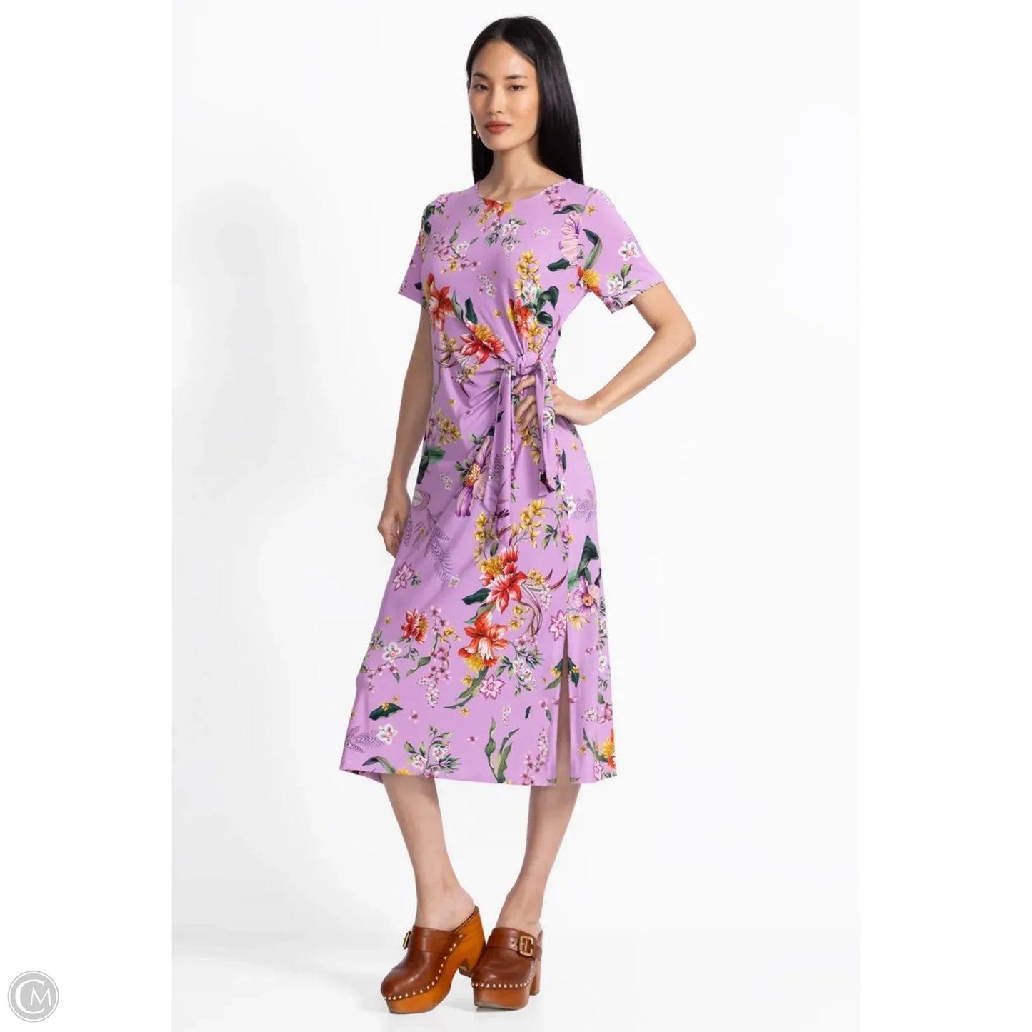 THE JANIE FAVORITE SIDE TIE KNIT DRESS Casual Short By Johnny Was In Floral Print, Size: Sp