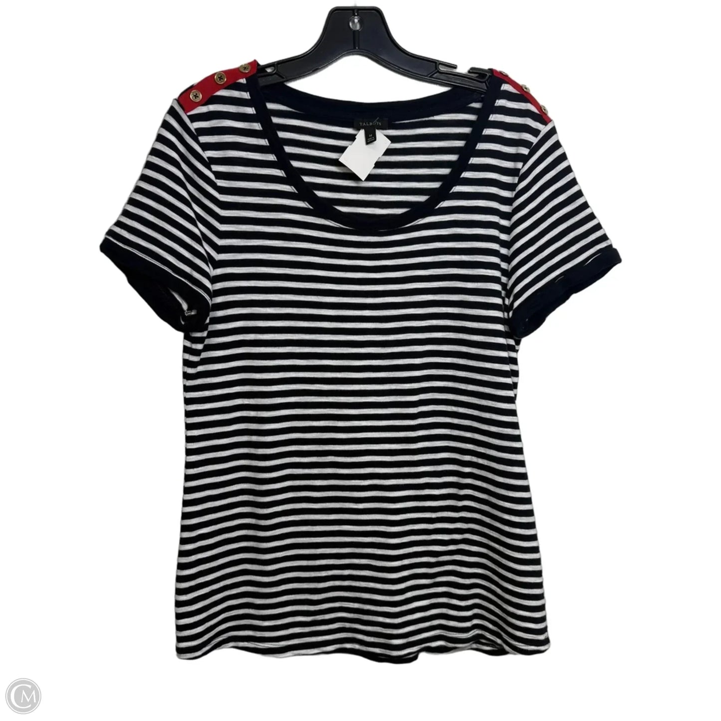 Top Short Sleeve By Talbots In Striped Pattern, Size: M