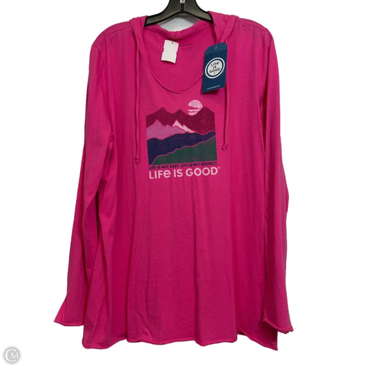 Top Long Sleeve By Life Is Good In Pink, Size: Xl