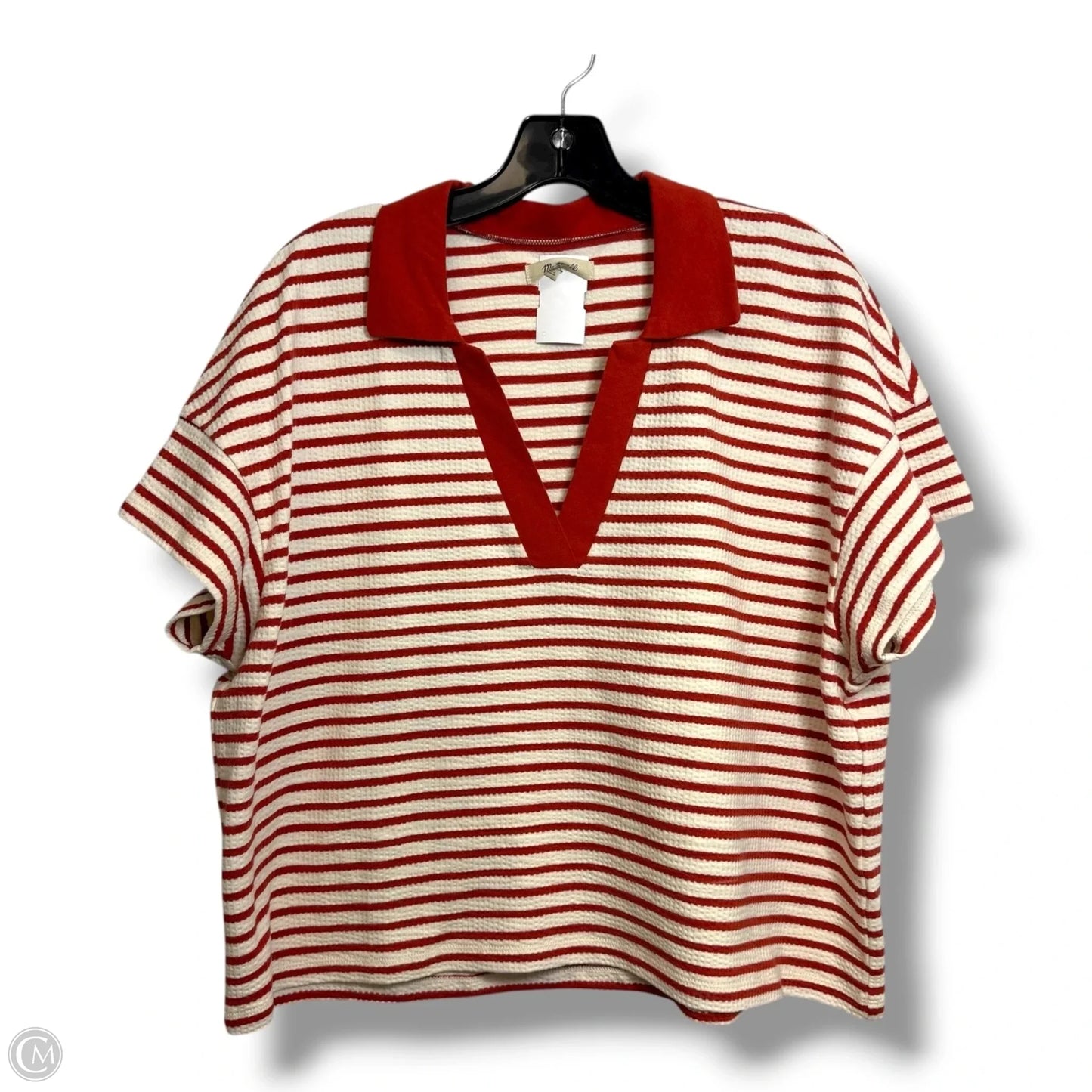 Top Short Sleeve By Madewell In Striped Pattern, Size: L
