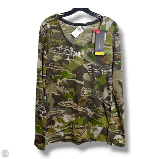 Heat gear Top Long Sleeve By Under Armour In Camouflage Print, Size: M