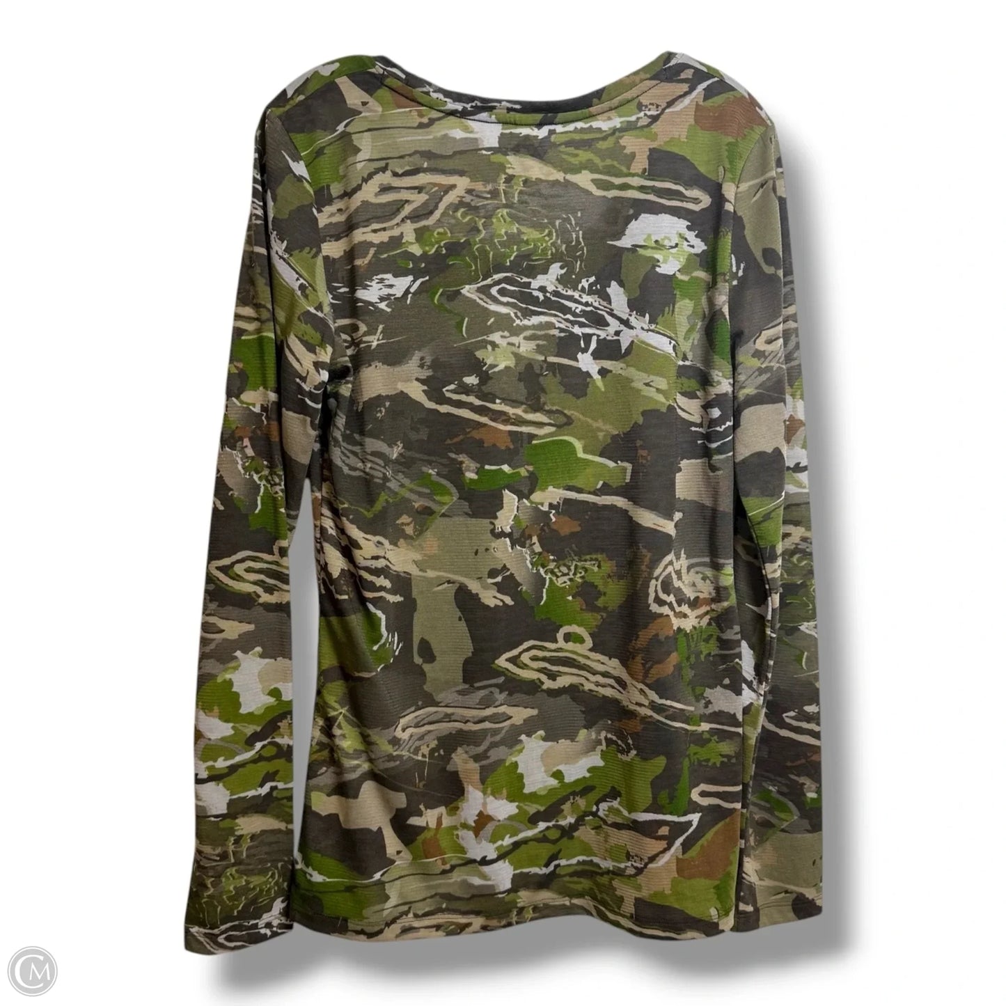 Heat gear Top Long Sleeve By Under Armour In Camouflage Print, Size: M