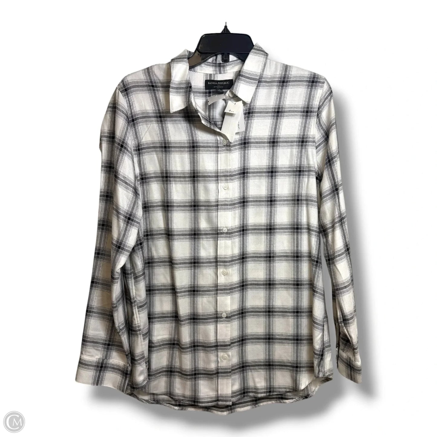 Top Long Sleeve By Banana Republic In Plaid Pattern, Size: L
