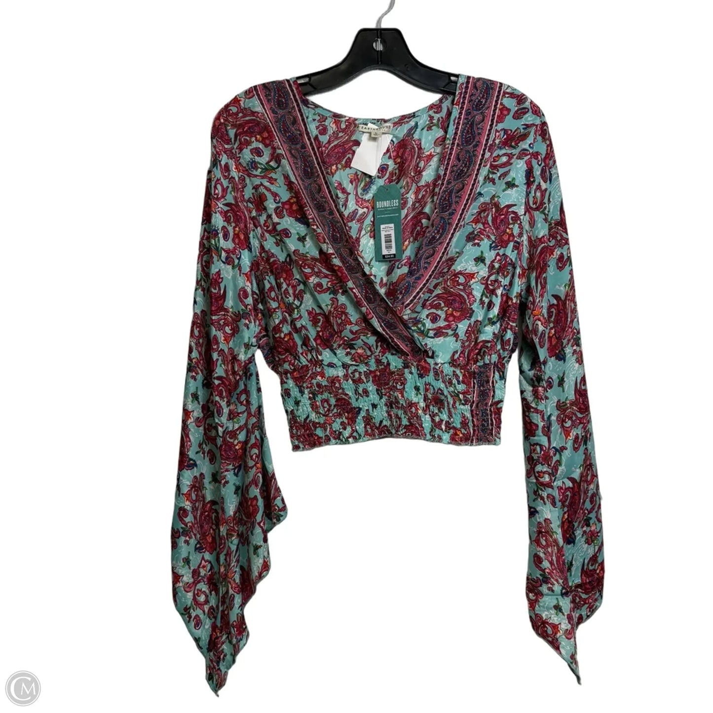 Top Long Sleeve By Earthbound In Paisley Print, Size: L