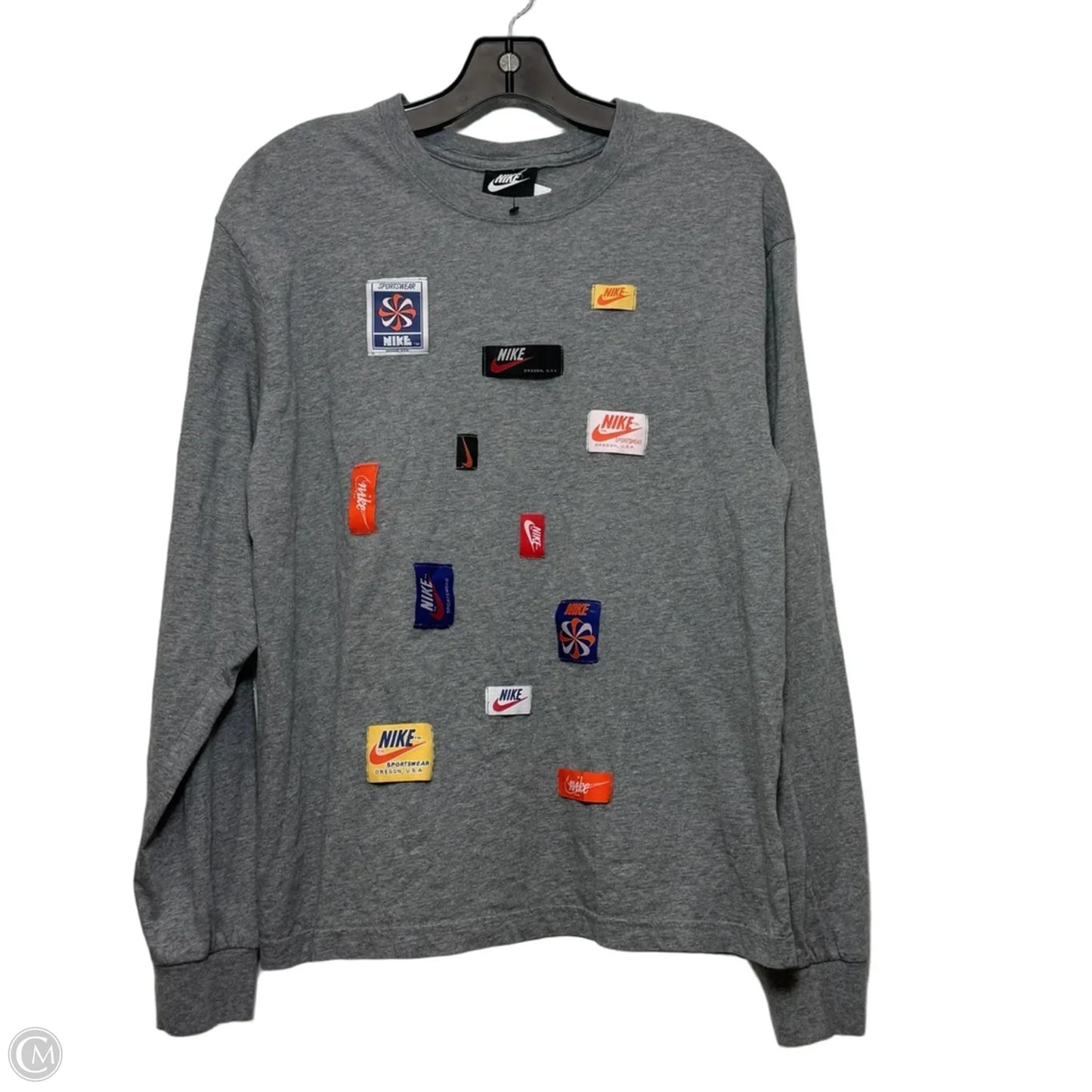 Top Long Sleeve By Nike In Grey, Size: L
