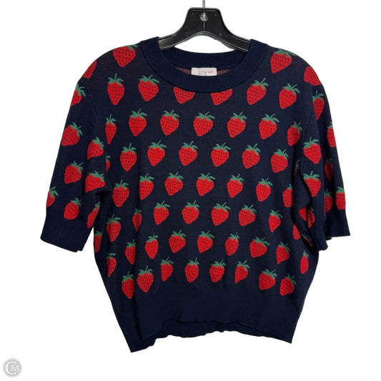 Strawberry Sweater Short Sleeve By Loft In Navy, Size: L