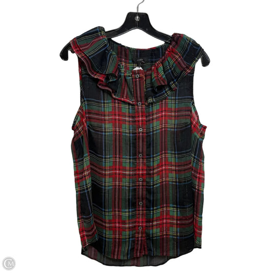 Top Sleeveless By J. Crew In Plaid Pattern, Size: M
