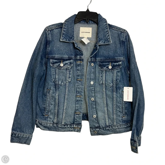 Jacket Denim By Lucky Brand In Blue Denim, Size: L