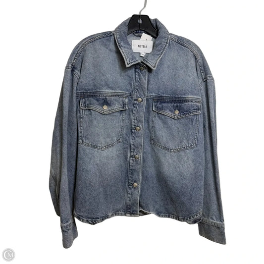 Jacket Denim By Pistola In Blue Denim, Size: L