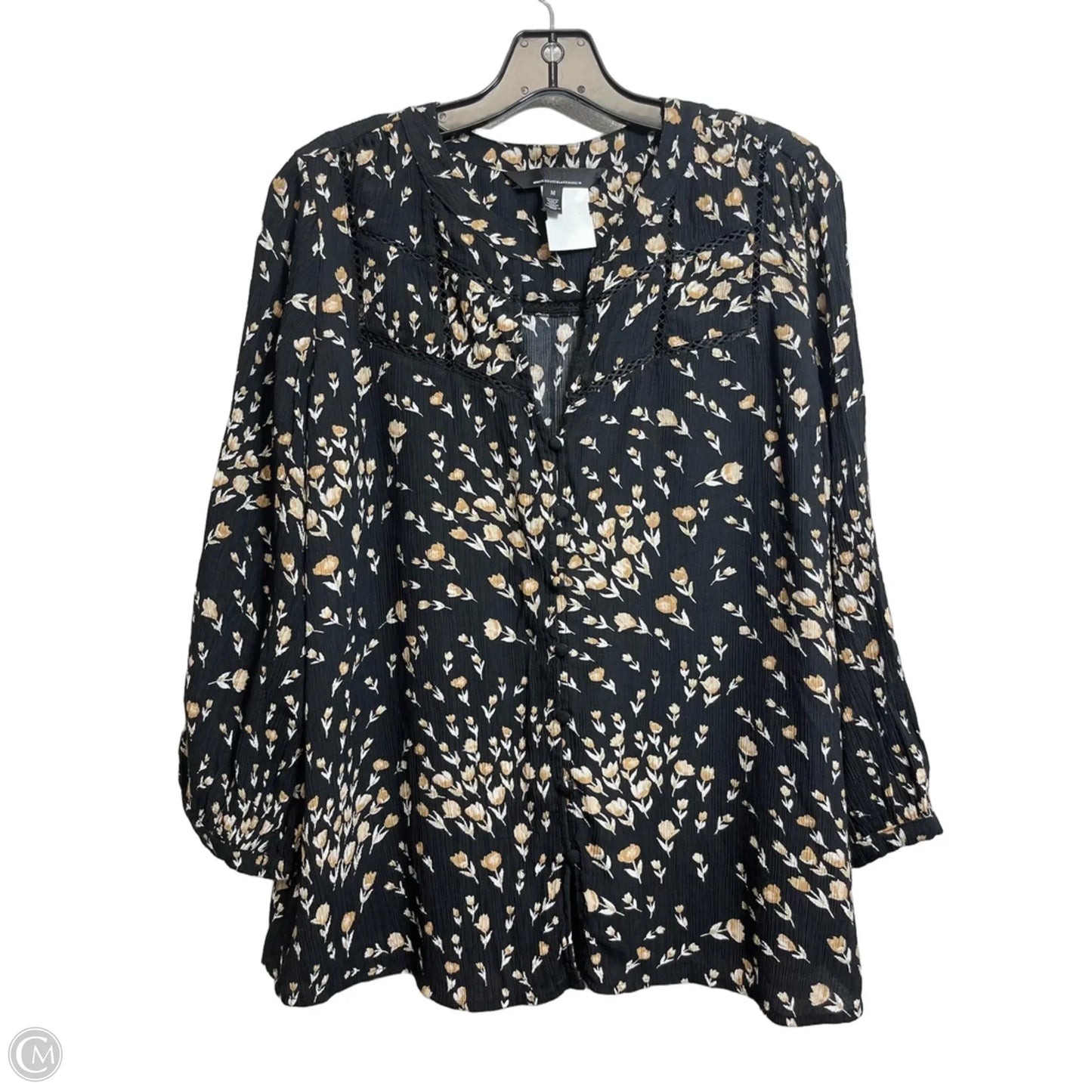 Top Long Sleeve By White House Black Market In Black & Cream, Size: M