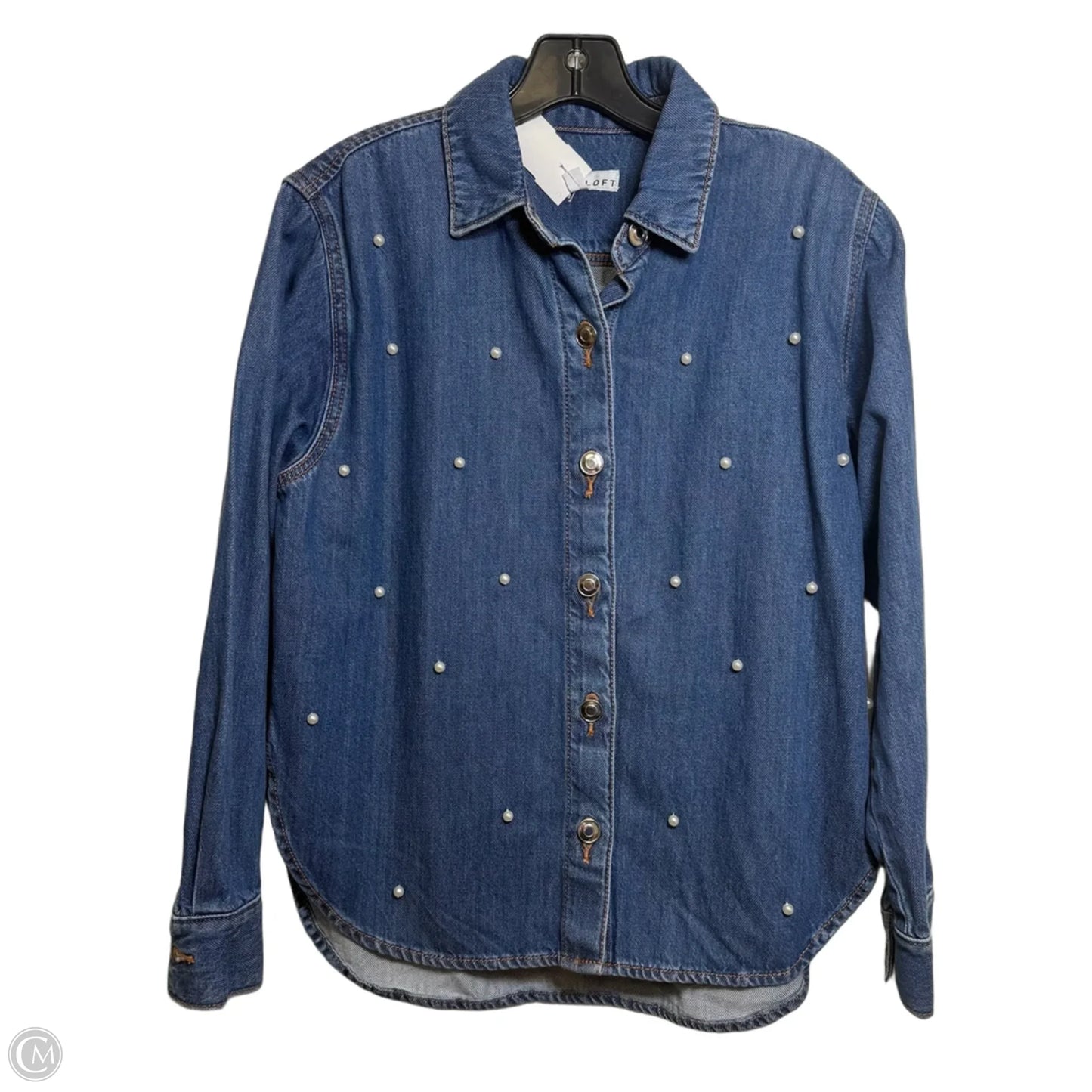 Top Long Sleeve By Loft In Blue Denim, Size: S