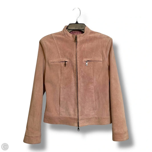 Leather Jacket Moto By Wilsons Leather In Pink, Size: S