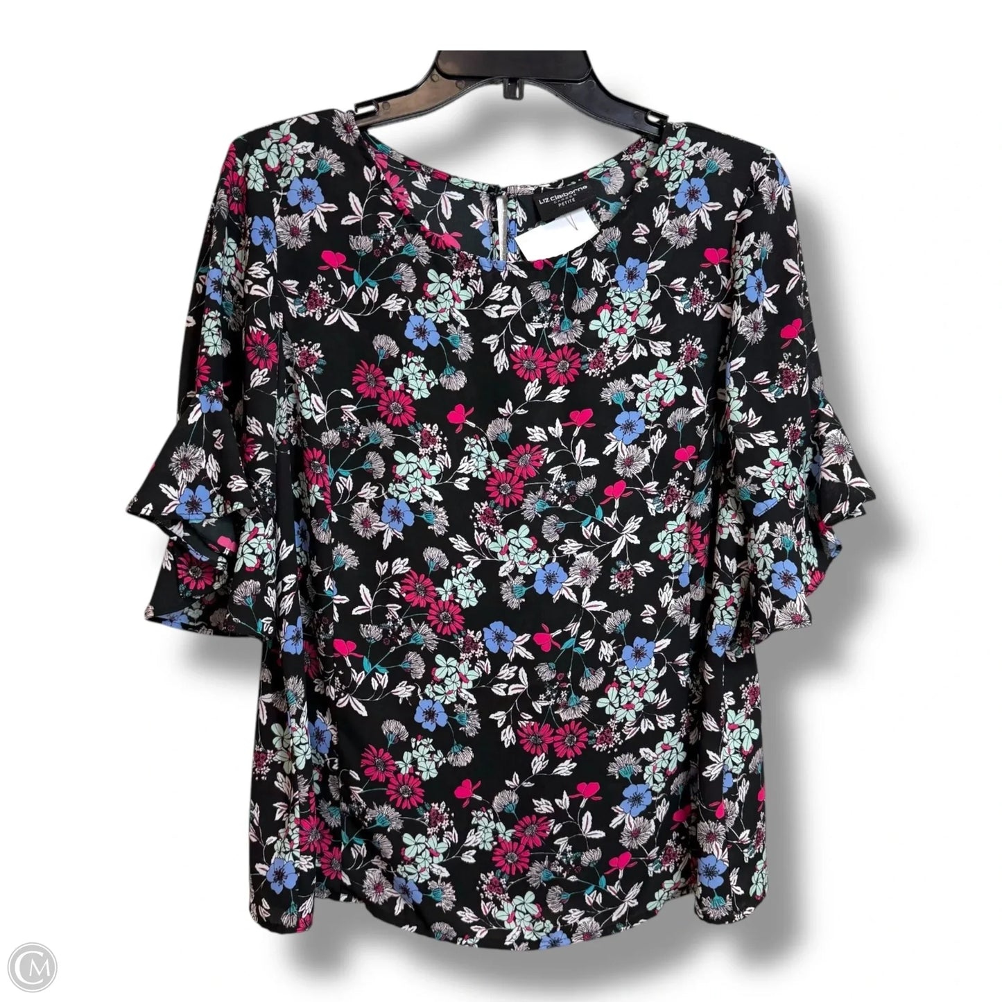 Top Short Sleeve By Liz Claiborne In Black, Size: L