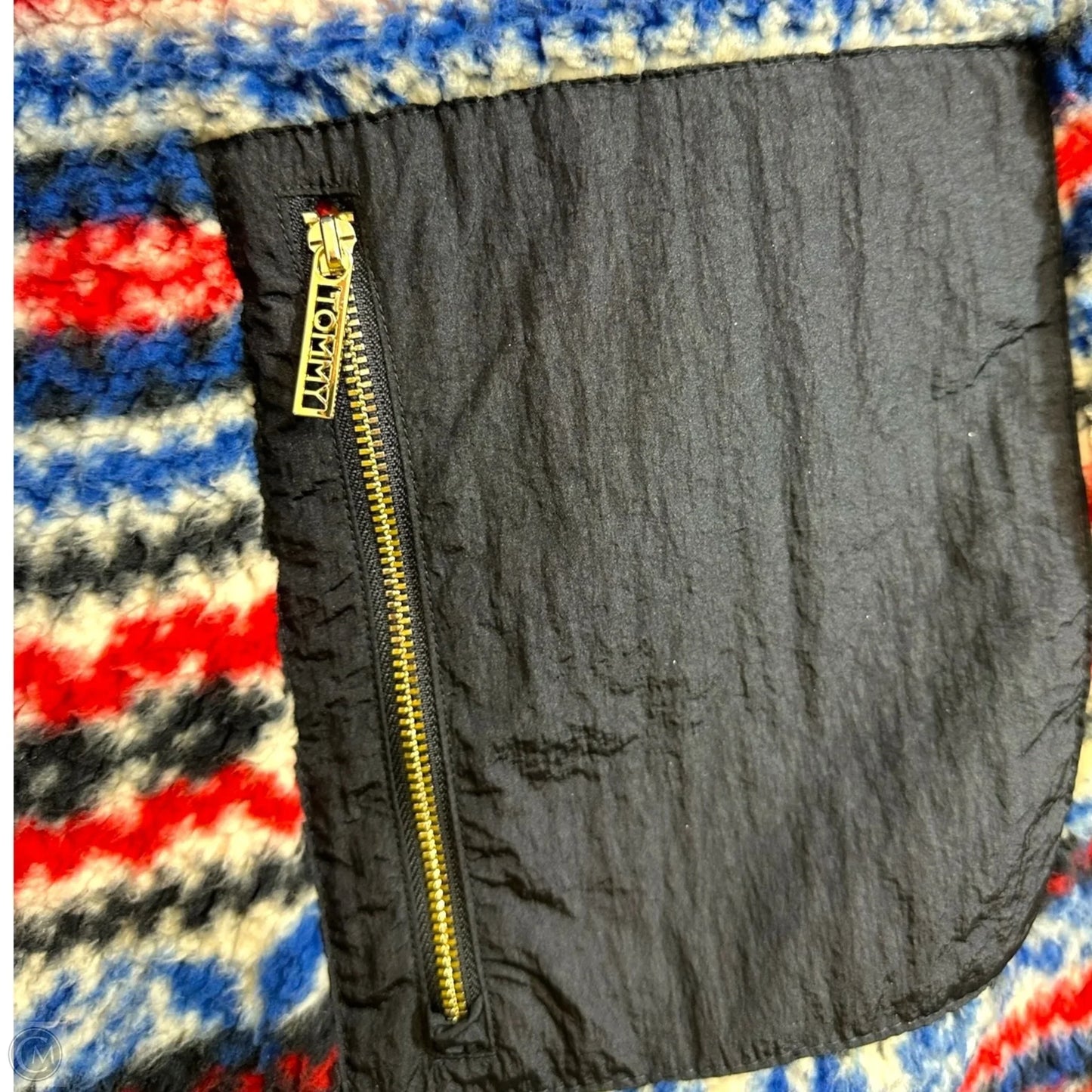 Jacket Fleece By Tommy Hilfiger In Blue Red & White, Size: L