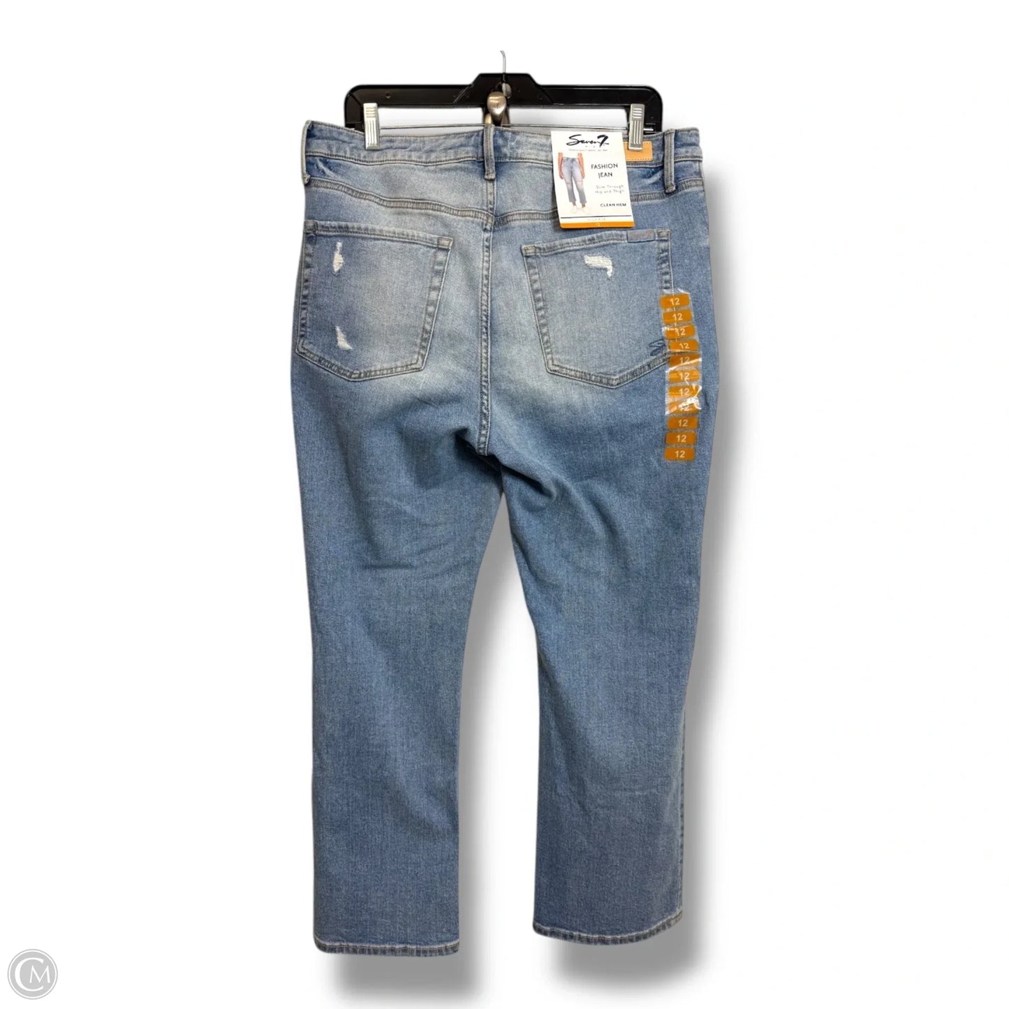 Jeans Straight By Seven 7 In Blue Denim, Size: 12
