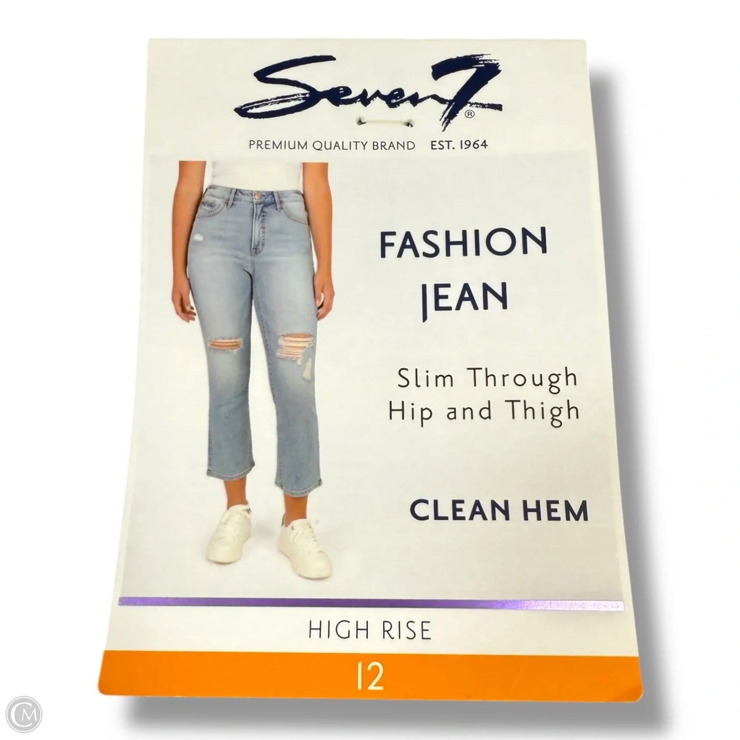 Jeans Straight By Seven 7 In Blue Denim, Size: 12