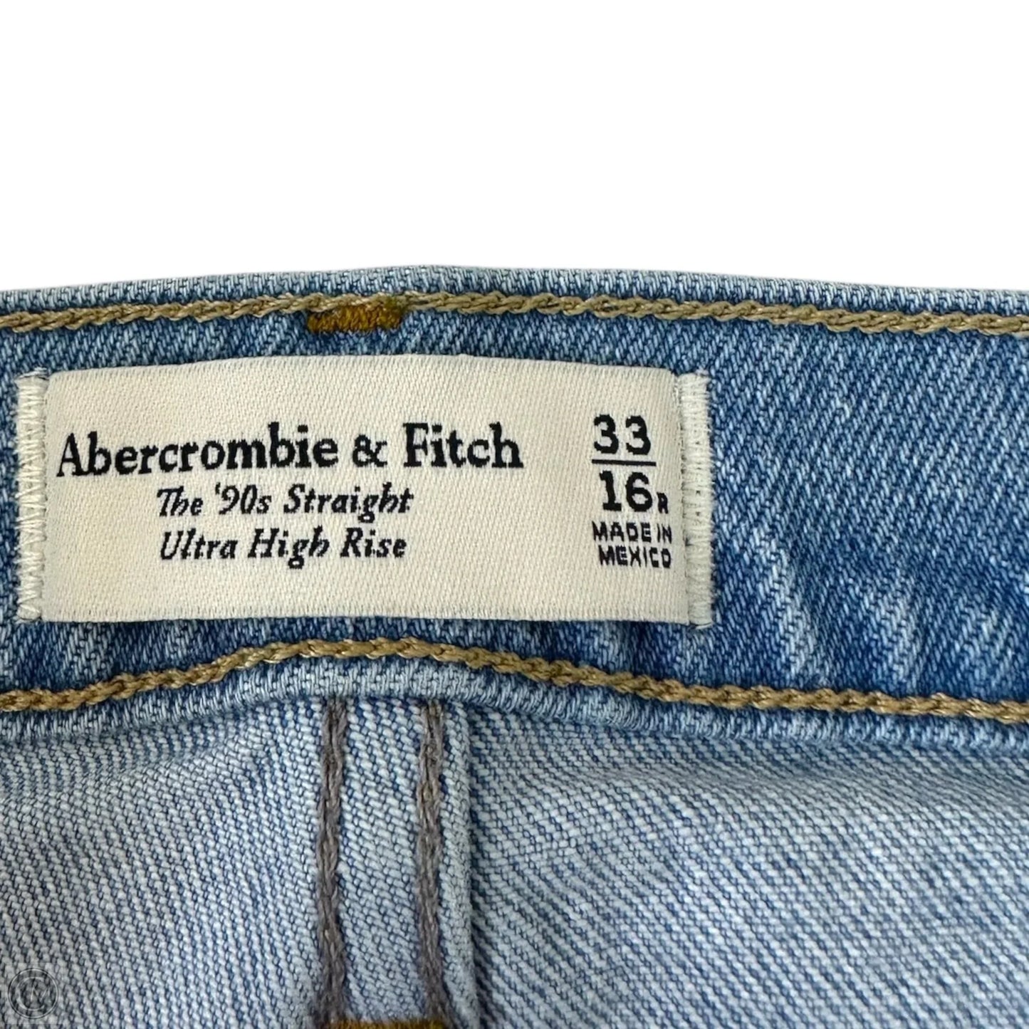 Jeans 90s Straight ultra high rise By Abercrombie And Fitch In Blue Denim, Size: 16