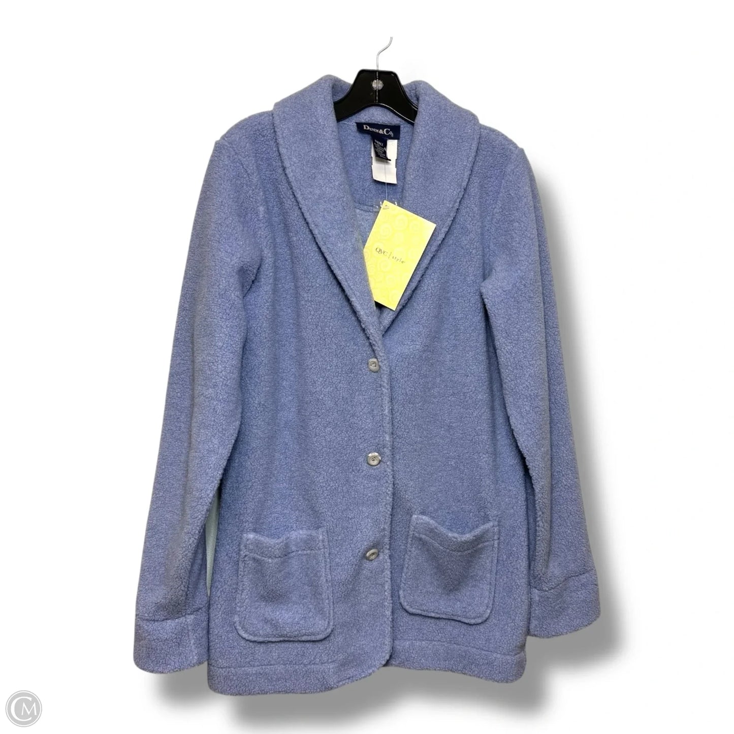 Jacket Faux Fur & Sherpa By Denim And Co Qvc In Blue, Size: S