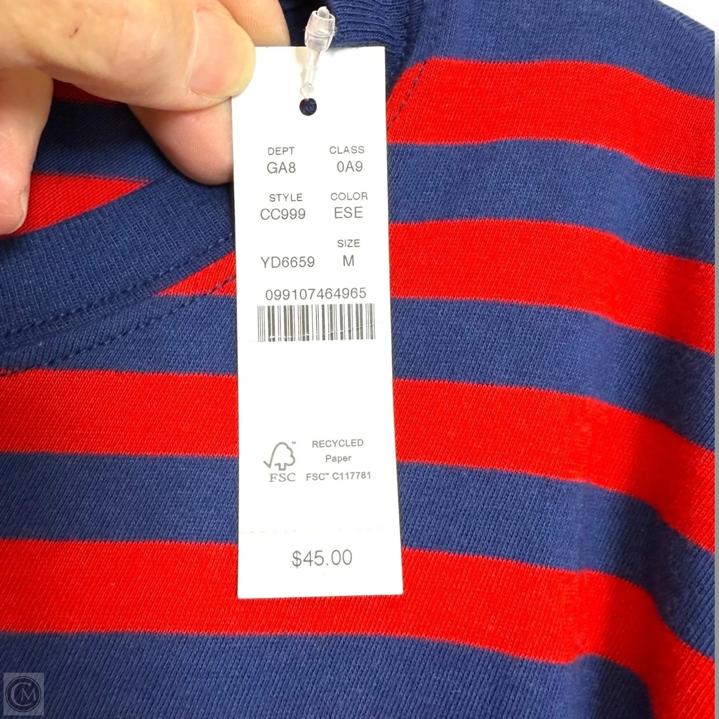 Top Long Sleeve Basic By J. Crew In Striped Pattern, Size: M