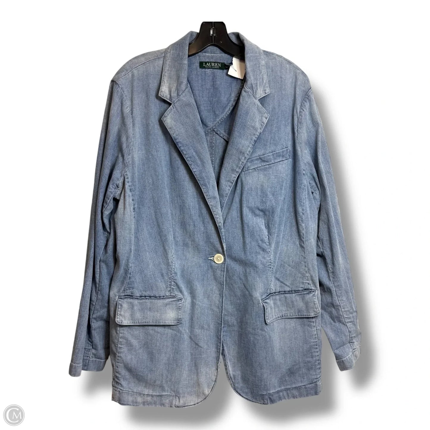 Blazer By Lauren By Ralph Lauren In Blue Denim, Size: 20