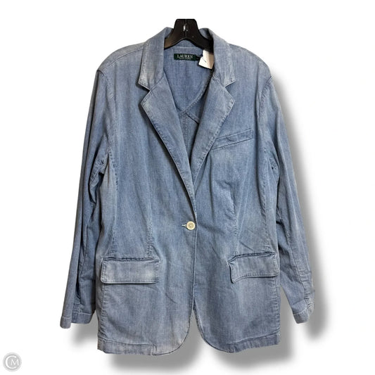 Blazer By Lauren By Ralph Lauren In Blue Denim, Size: 20