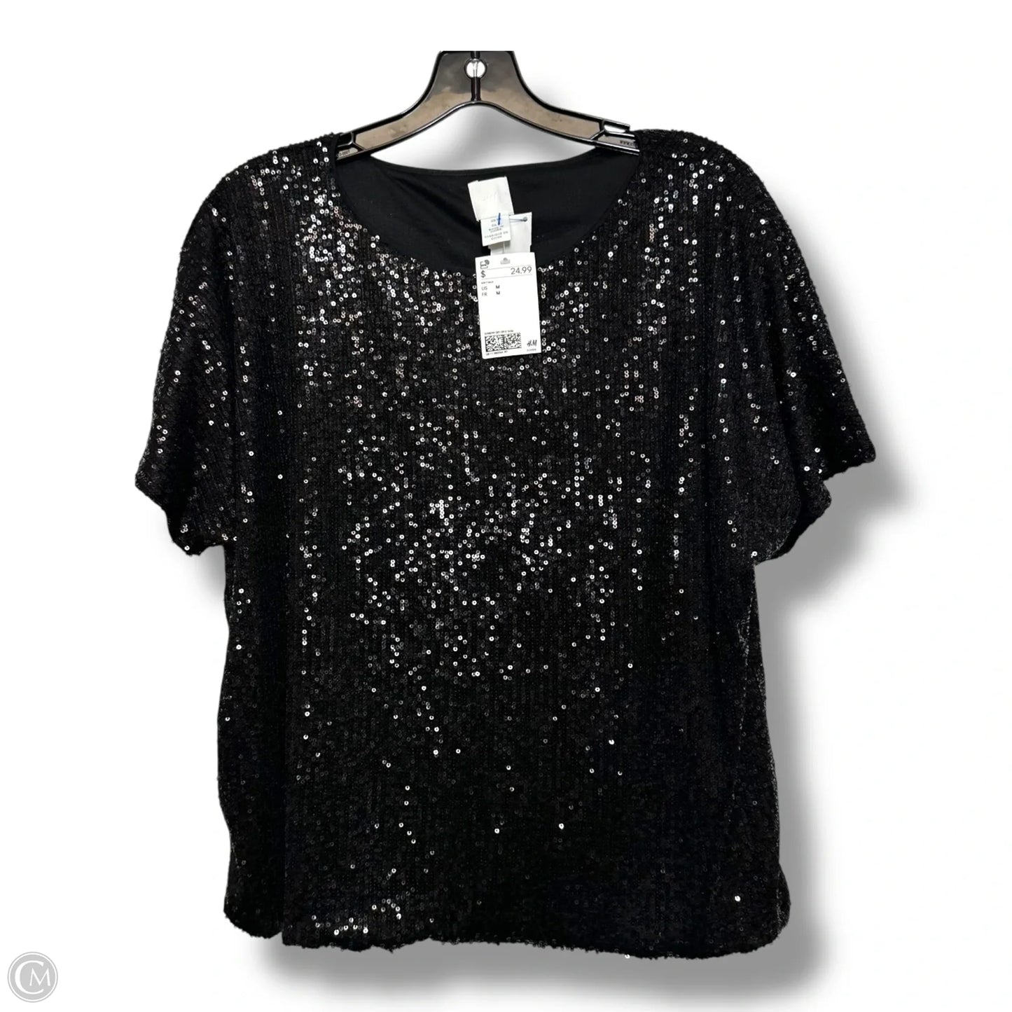 Top Short Sleeve By H&m In Black, Size: M