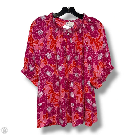Top Short Sleeve By Loft In Pink, Size: Xl