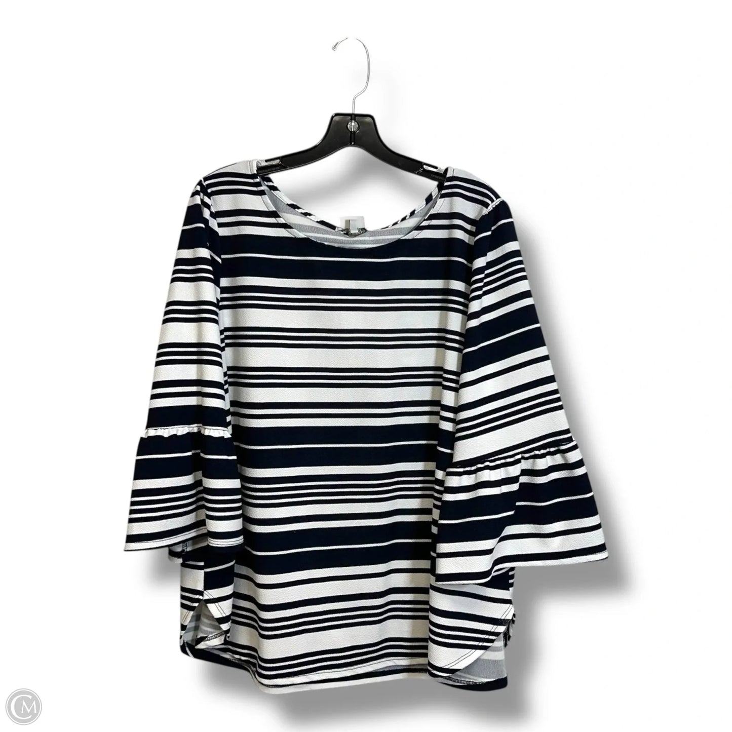Top 3/4 Sleeve By Green Envelope In Striped Pattern, Size: 2x