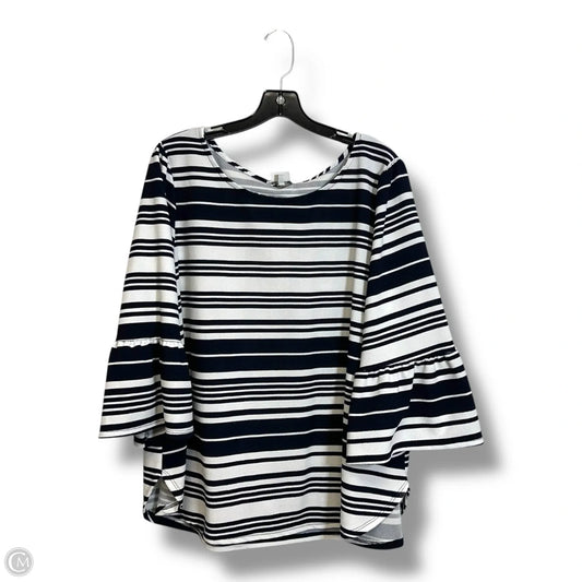 Top 3/4 Sleeve By Green Envelope In Striped Pattern, Size: 2x