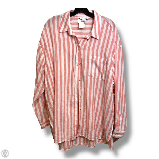 The boyfriend shirt Top Long Sleeve By Old Navy In Striped Pattern, Size: Xl