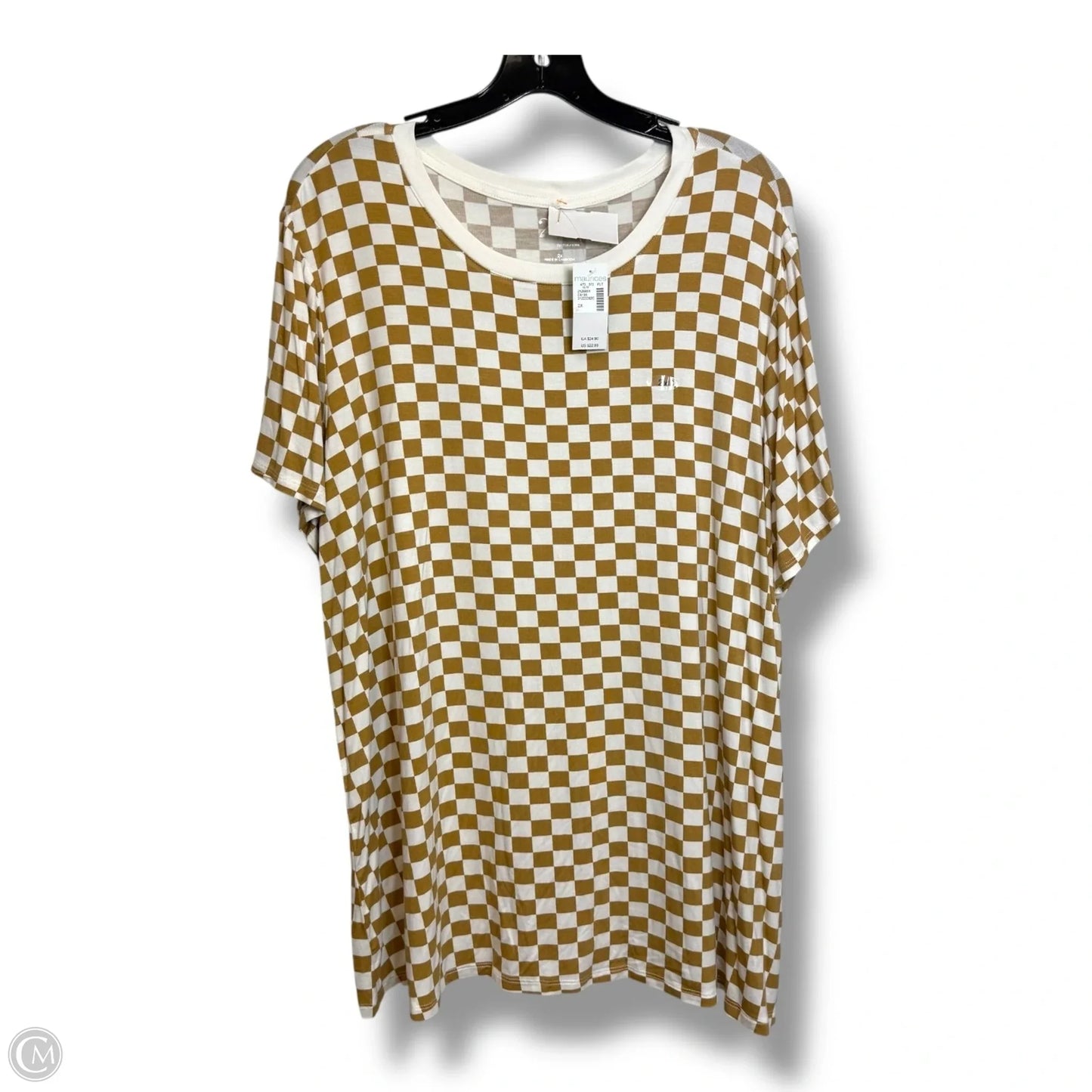Top Short Sleeve Basic By Maurices In Checkered Pattern, Size: 2x