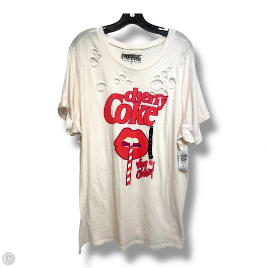 Cherry Coke Top Short Sleeve Basic By Torrid In White, Size: 2x