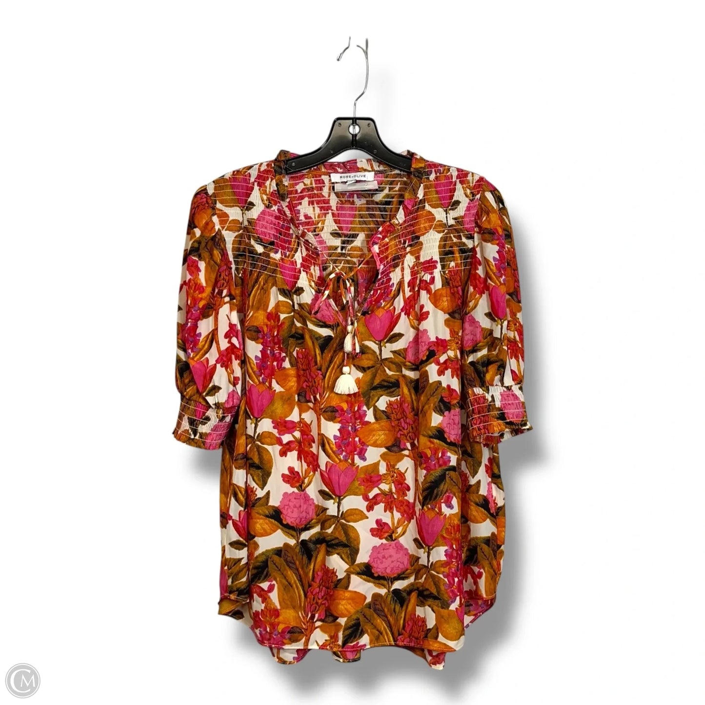 Top Short Sleeve By Rose And Olive In Floral Print, Size: L