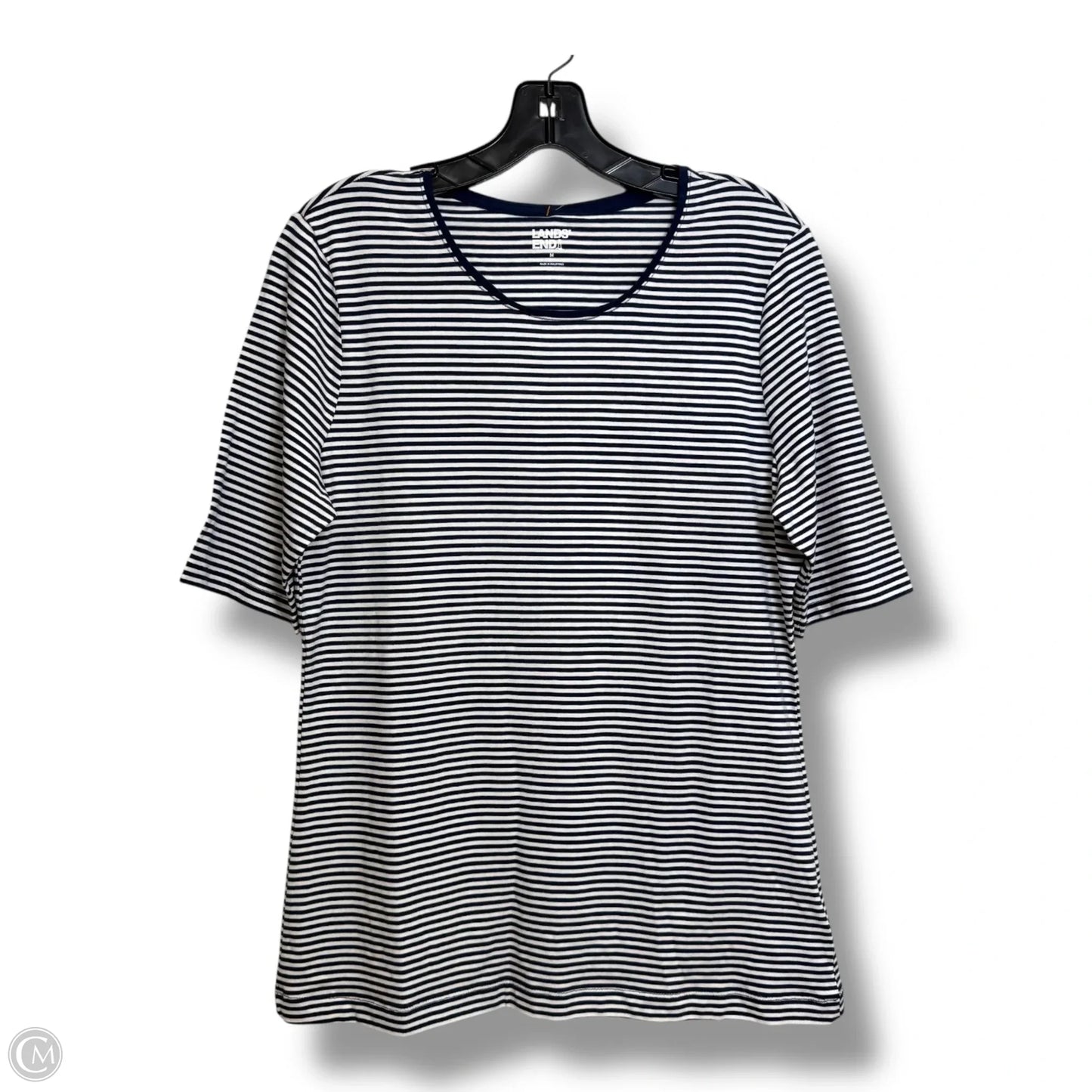 Top Short Sleeve By Lands End In Striped Pattern, Size: M