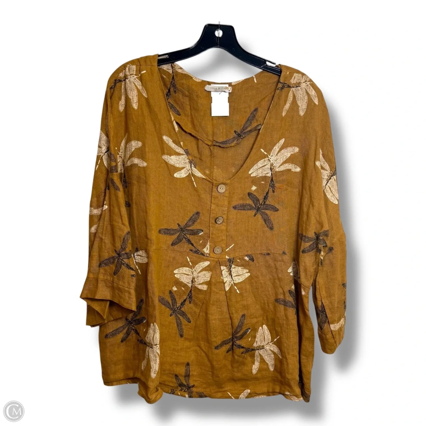 Top 3/4 Sleeve By Clothes Mentor In Tan, Size: M