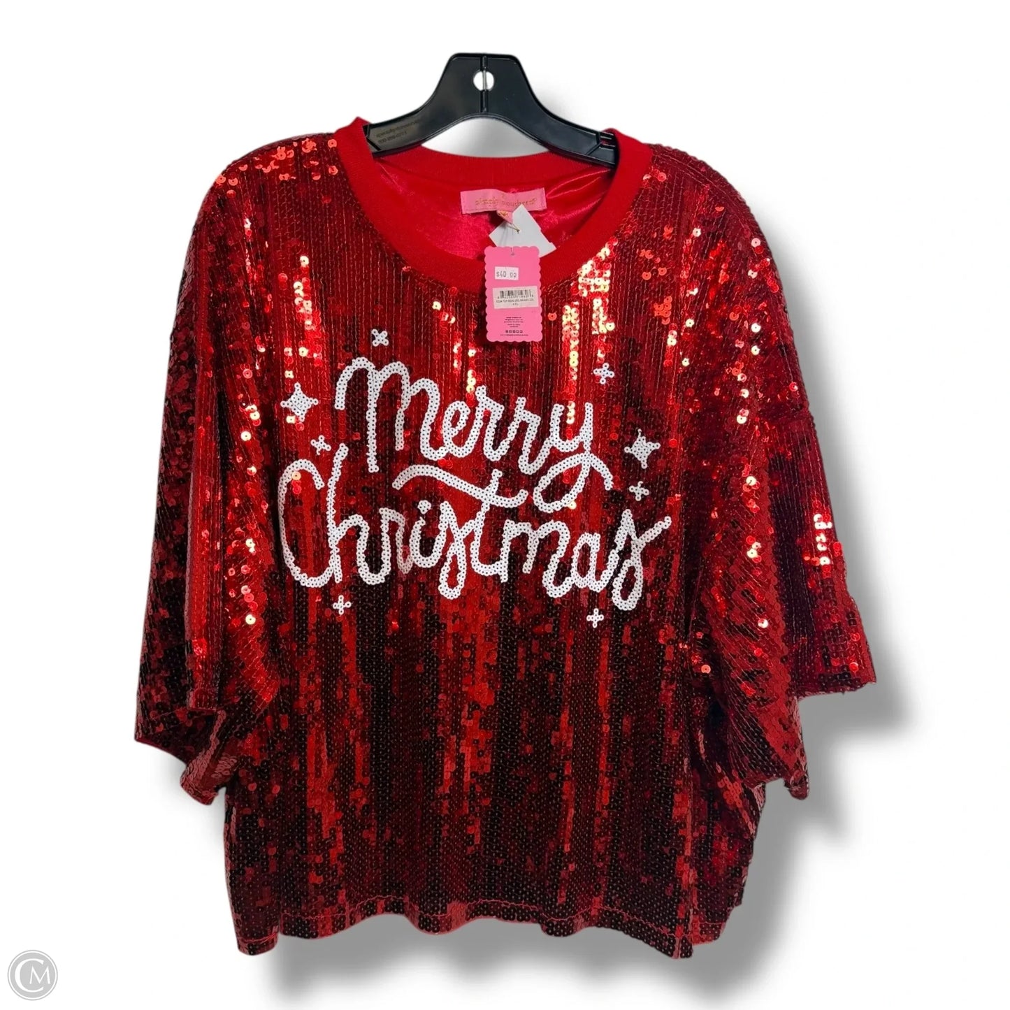 Merry Christmas holiday Top Short Sleeve By Simply Southern In Red, Size: Xxl