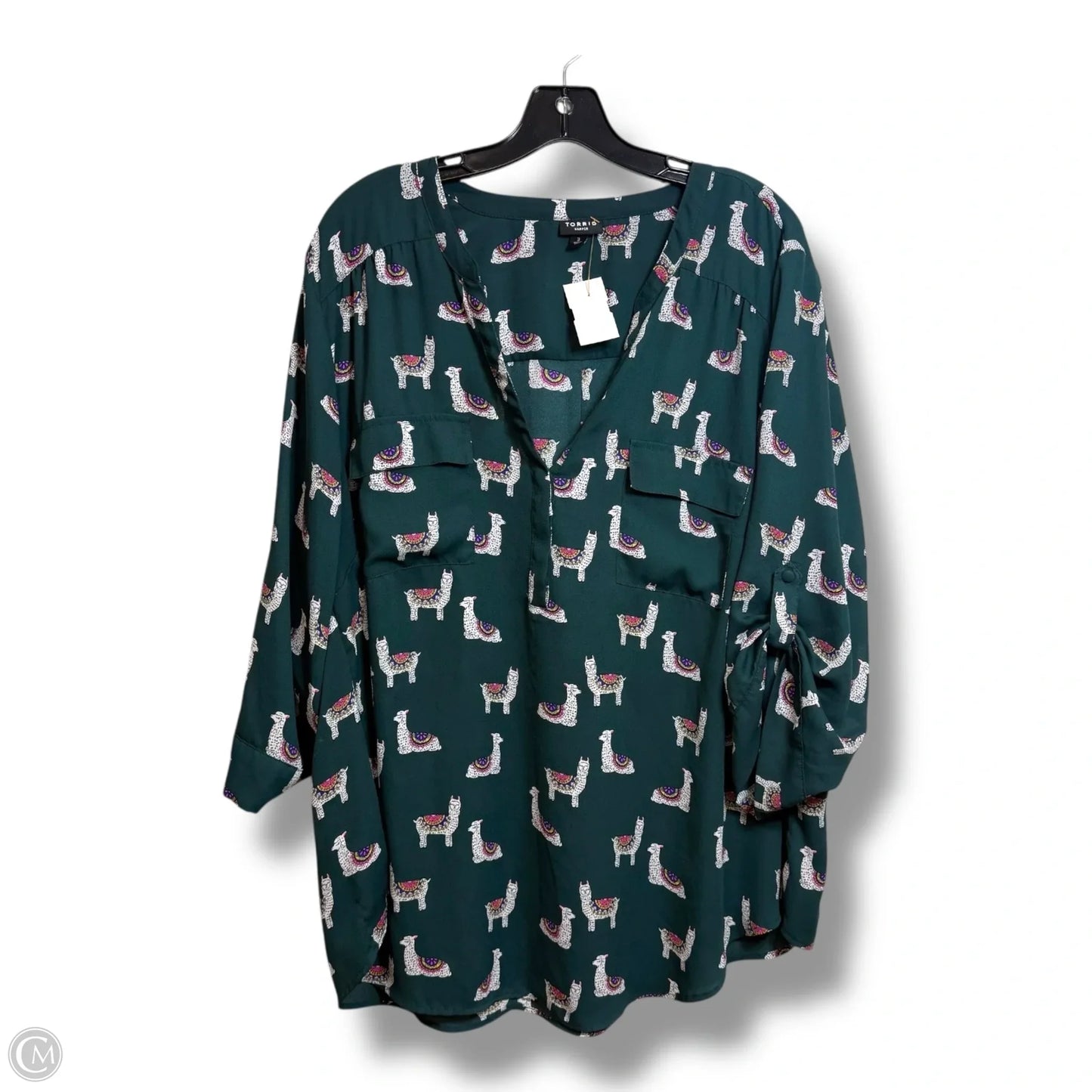 Top 3/4 Sleeve By Torrid In Green, Size: 3x